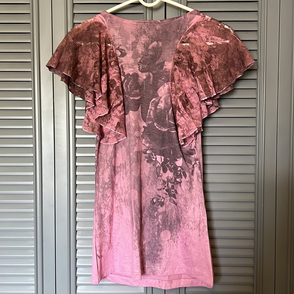 Day Trip : Small Pink and Lace / Embellished Top - Small - Picture 3 of 6